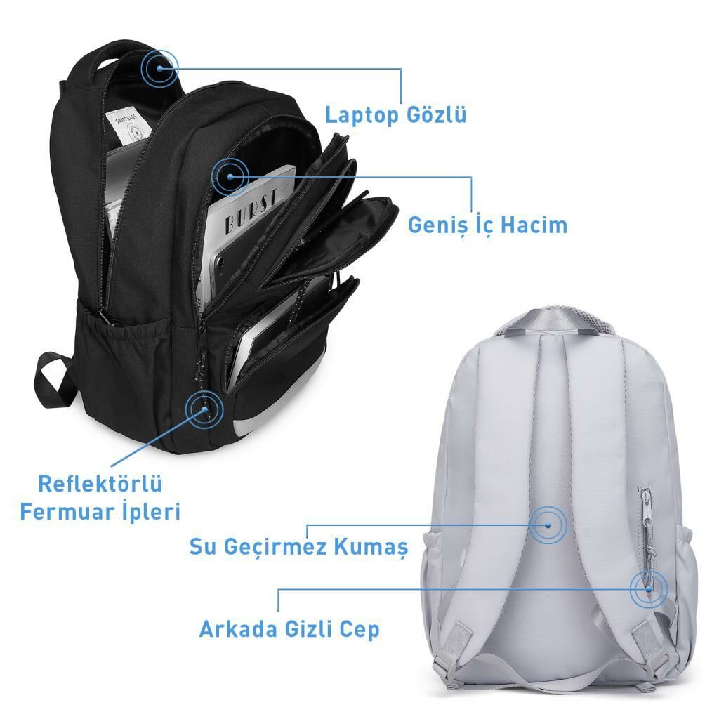 Smart Bags Sırt Çantası Okul Boyu Kalem Kutusu Hediyeli 3234 Vizon