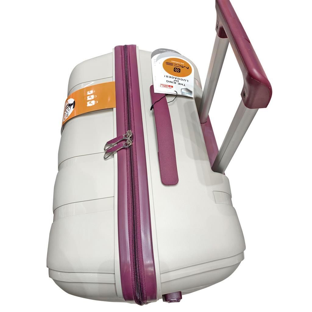 MÇS Bavul Büyük ve Orta 2li Set Kırılmaz Silikon Valiz V305 Kemik/Mürdüm