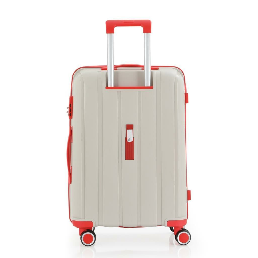 MÇS Bavul Büyük ve Orta 2li Set Kırılmaz Silikon Valiz V305 Kemik/Mercan