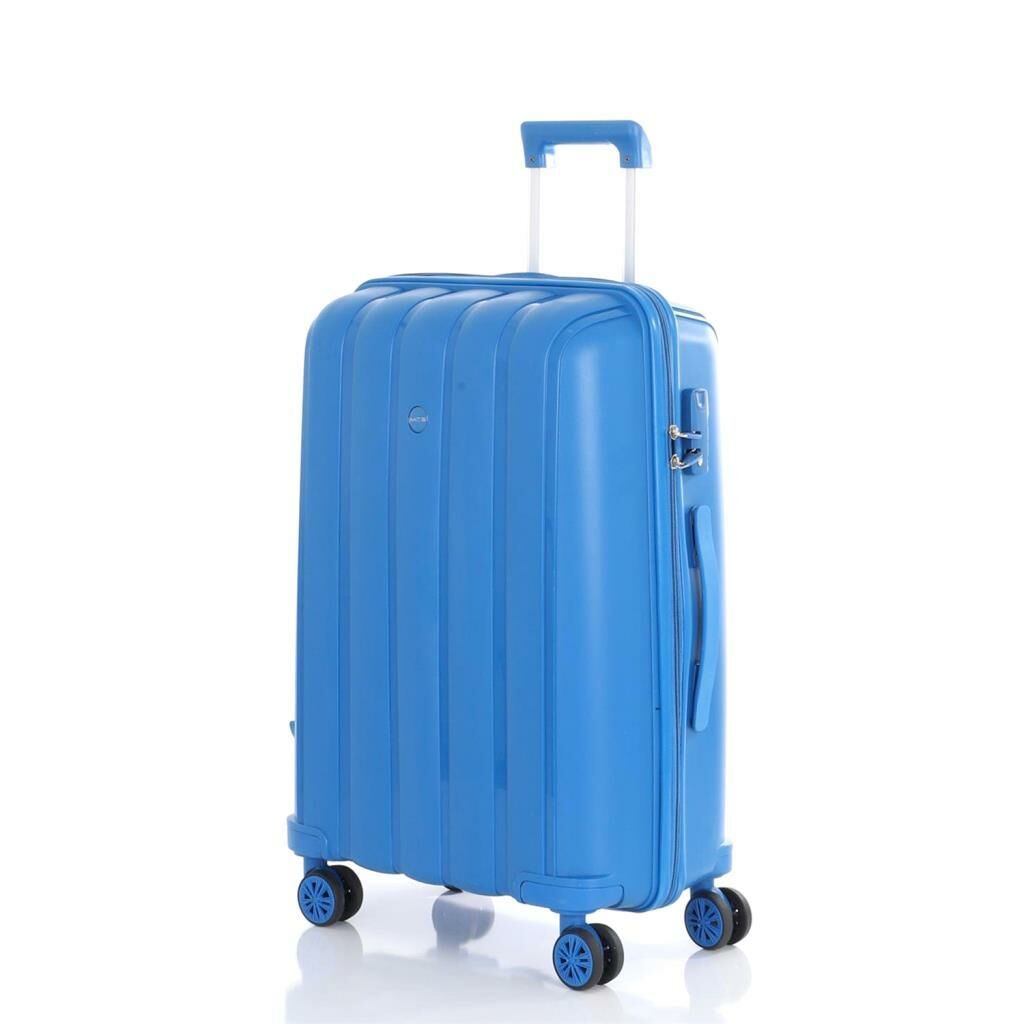 MÇS Bavul Büyük ve Orta 2li Set Kırılmaz Silikon Valiz V305 Saks Mavi