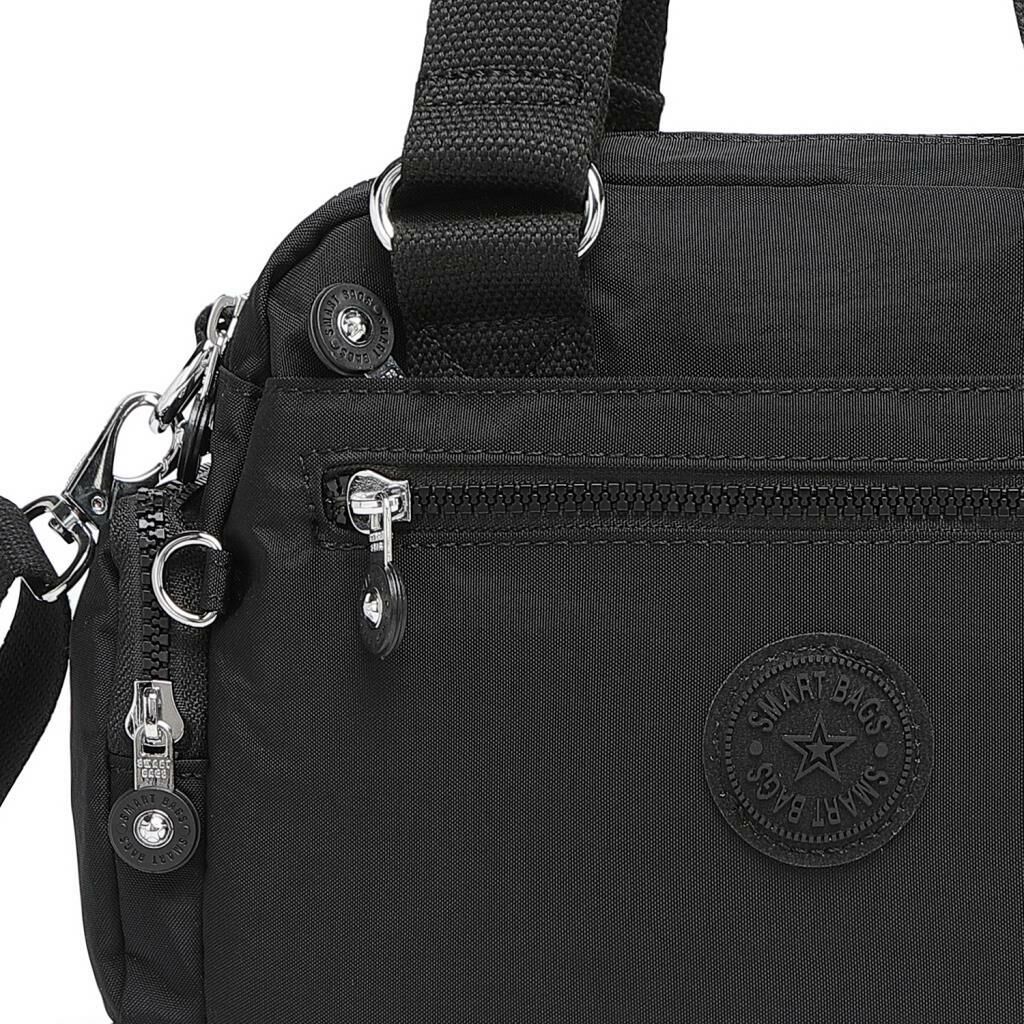 Smart Bags Elden Tutmalı Krinkıl Kumaş Kadın Çantası 3207 01 Siyah