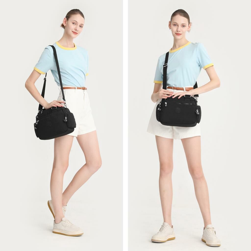 Smart Bags Elden Tutmalı Krinkıl Kumaş Kadın Çantası 3207 01 Siyah