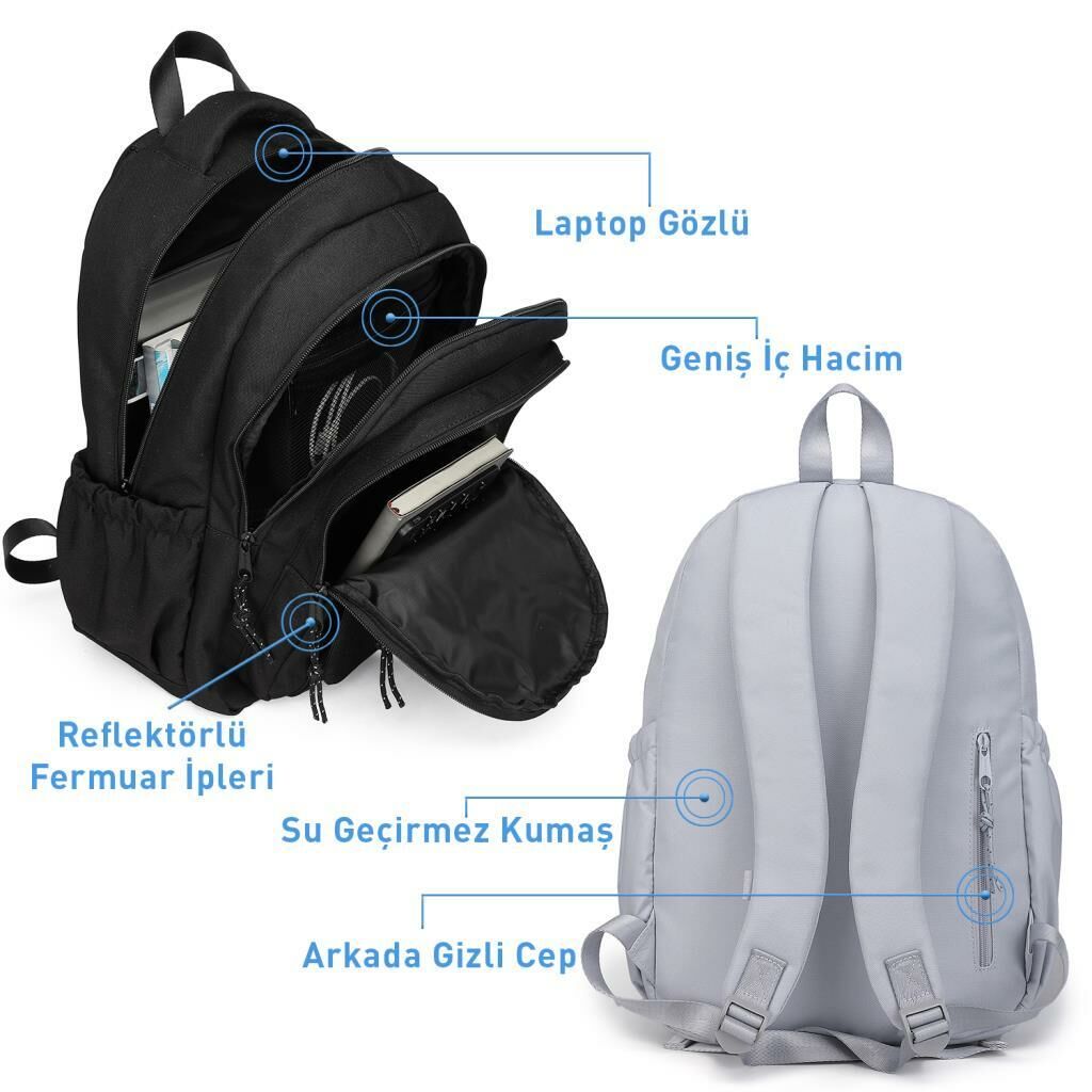 Smart Bags Sırt Çantası Okul Boyu Kalem Kutusu Hediyeli 3233 Vizon