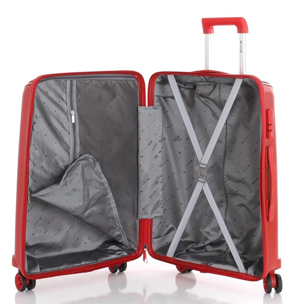 MÇS Bavul Büyük ve Orta 2li Set Kırılmaz Silikon Valiz V305 Kırmızı