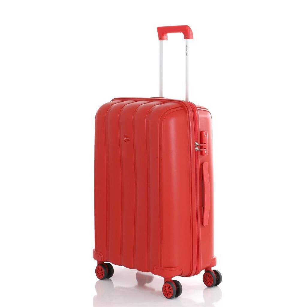 MÇS Bavul Büyük ve Orta 2li Set Kırılmaz Silikon Valiz V305 Kırmızı