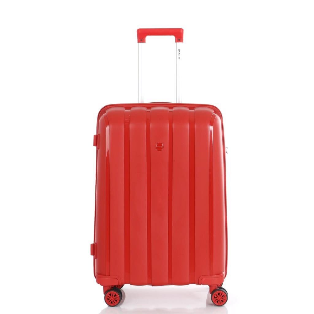 MÇS Bavul Büyük ve Orta 2li Set Kırılmaz Silikon Valiz V305 Kırmızı