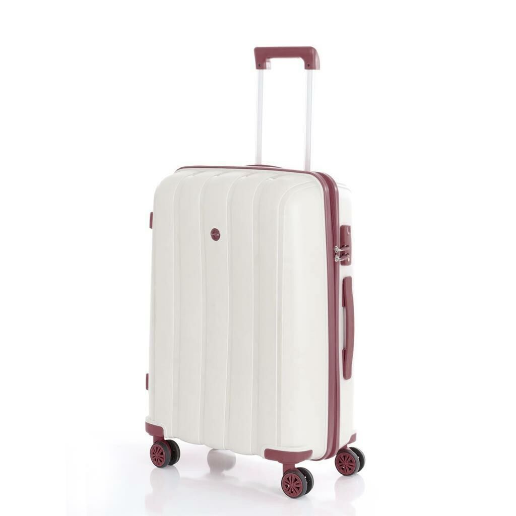 MÇS Bavul Büyük ve Orta 2li Set Kırılmaz Silikon Valiz V305 Kemik/KPudra