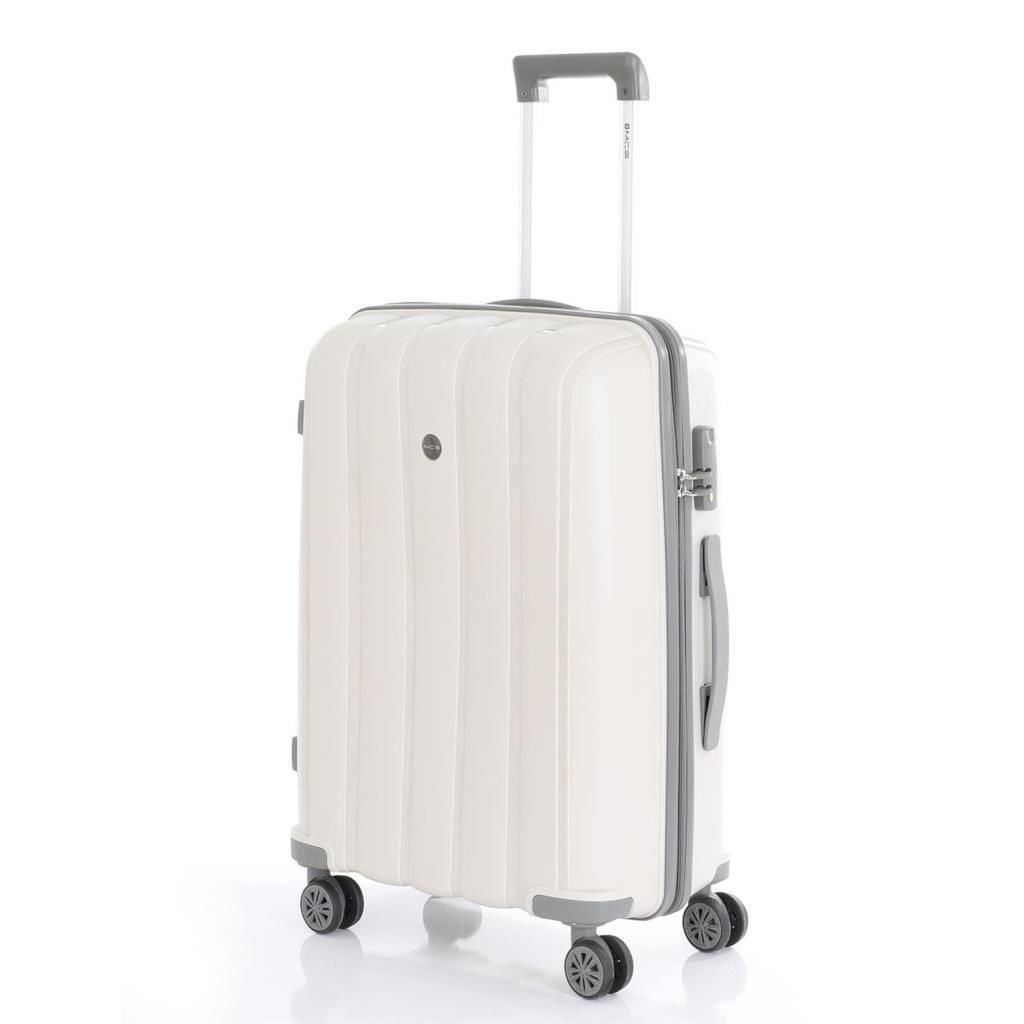 MÇS Bavul Büyük ve Orta 2li Set Kırılmaz Silikon Valiz V305 Kemik/Gri