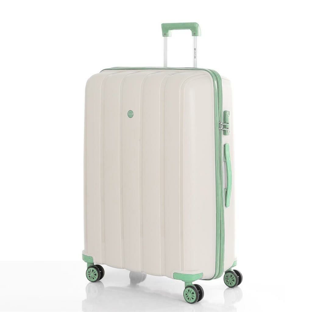 MÇS Bavul Büyük ve Orta 2li Set Kırılmaz Silikon Valiz V305 Kemik/SuYeşili
