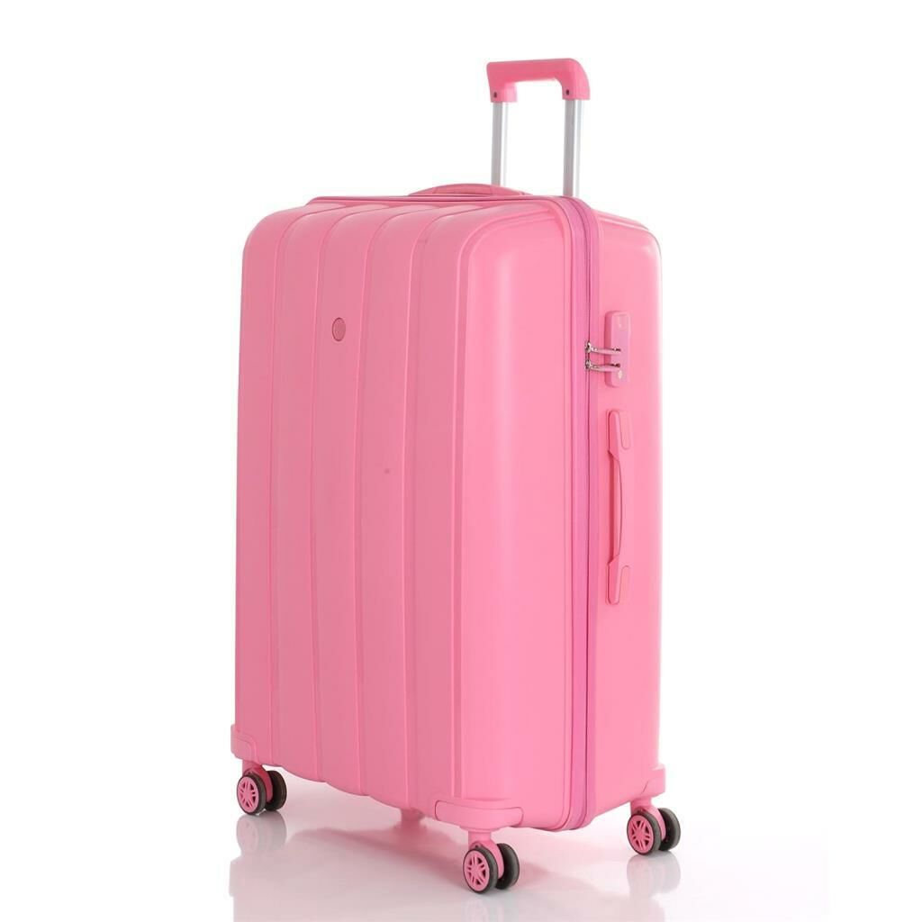 MÇS Bavul Büyük ve Orta 2li Set Kırılmaz Silikon Valiz V305 Pembe