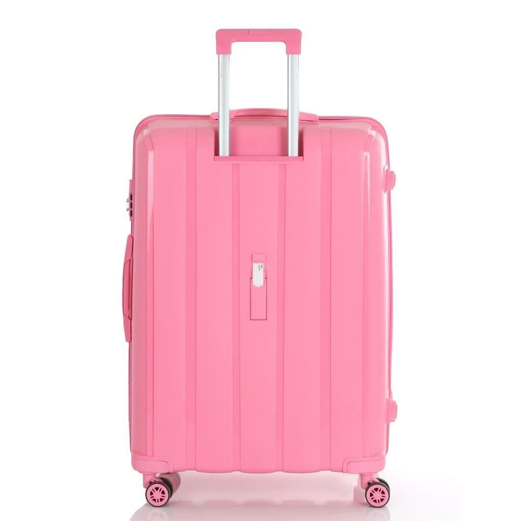 MÇS Bavul Büyük ve Orta 2li Set Kırılmaz Silikon Valiz V305 Pembe