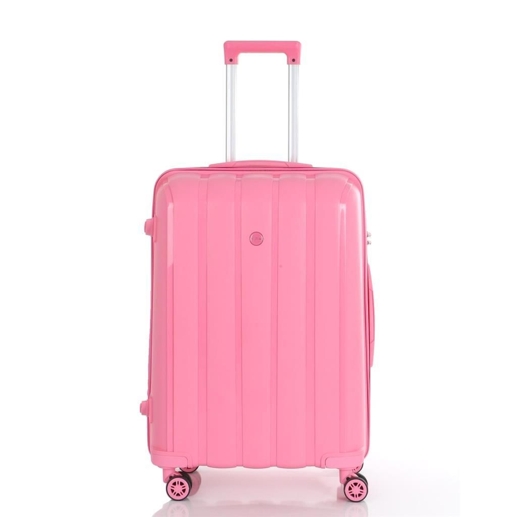 MÇS Bavul Büyük ve Orta 2li Set Kırılmaz Silikon Valiz V305 Pembe