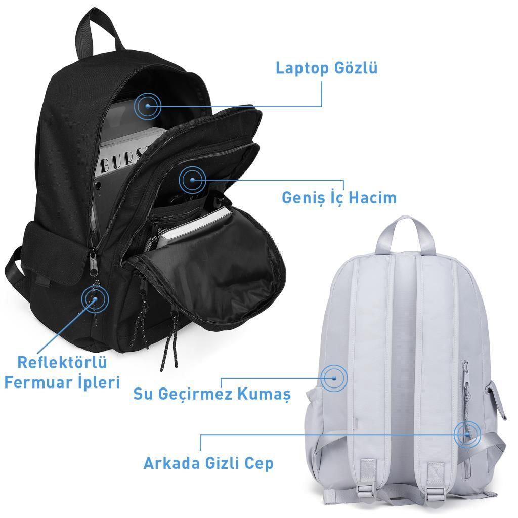 Smart Bags Sırt Çantası Okul Boyu Kalem Kutusu Hediyeli 3238 Vizon
