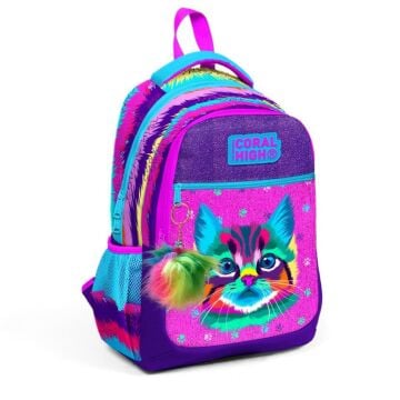 Coral High Kedi Desenli Büyük Boy Okul Sırt Çantası 23477