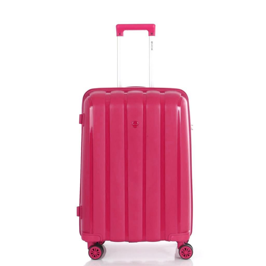 MÇS Bavul Büyük ve Orta 2li Set Kırılmaz Silikon Valiz V305 Fuşya