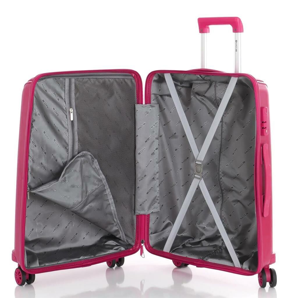 MÇS Bavul Büyük ve Orta 2li Set Kırılmaz Silikon Valiz V305 Fuşya