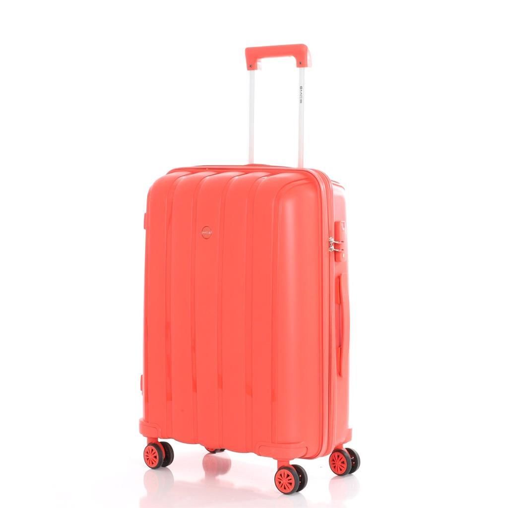 MÇS Bavul Büyük ve Orta 2li Set Kırılmaz Silikon Valiz V305 Mercan