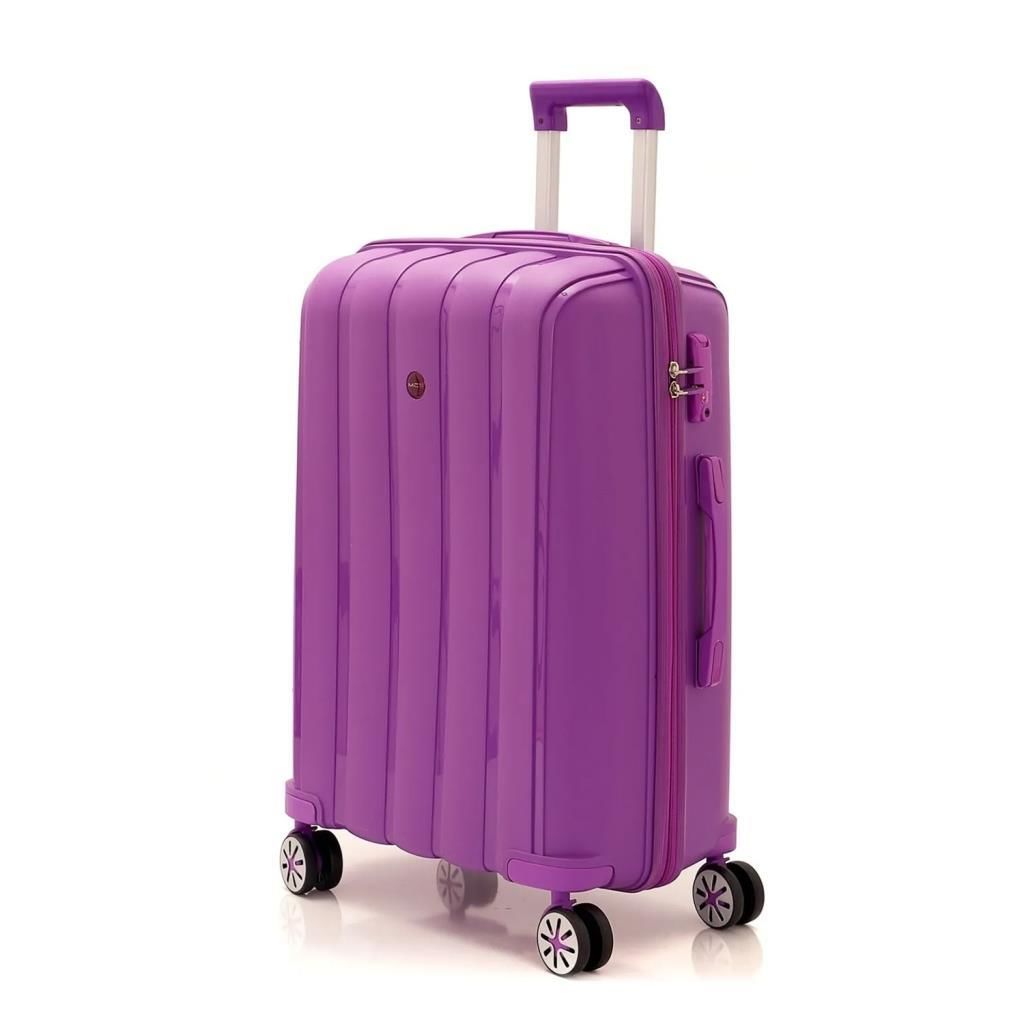 MÇS Bavul Orta ve Kabin 2li Set Kırılmaz Silikon Valiz V305 Mor