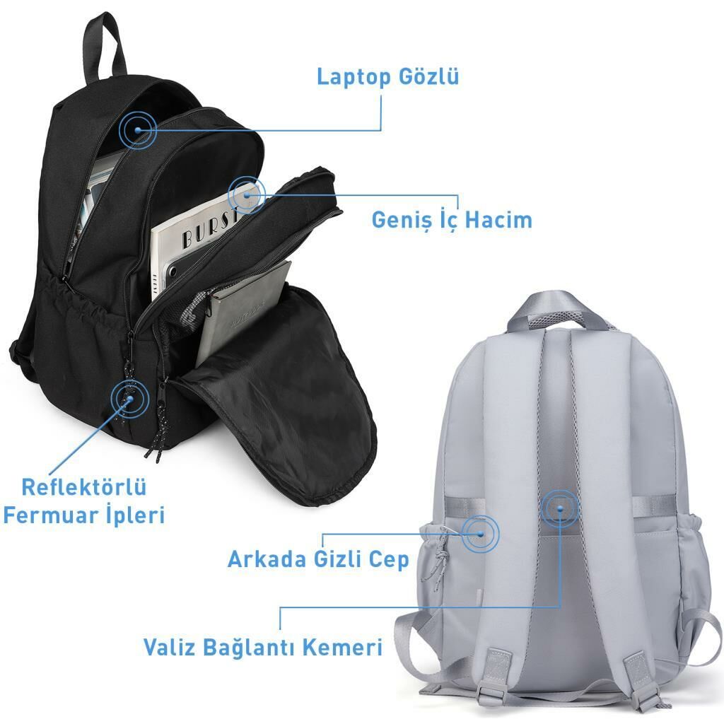 Smart Bags Sırt Çantası Okul Boyu Kalem Kutusu Hediyeli 3235 Eflatun