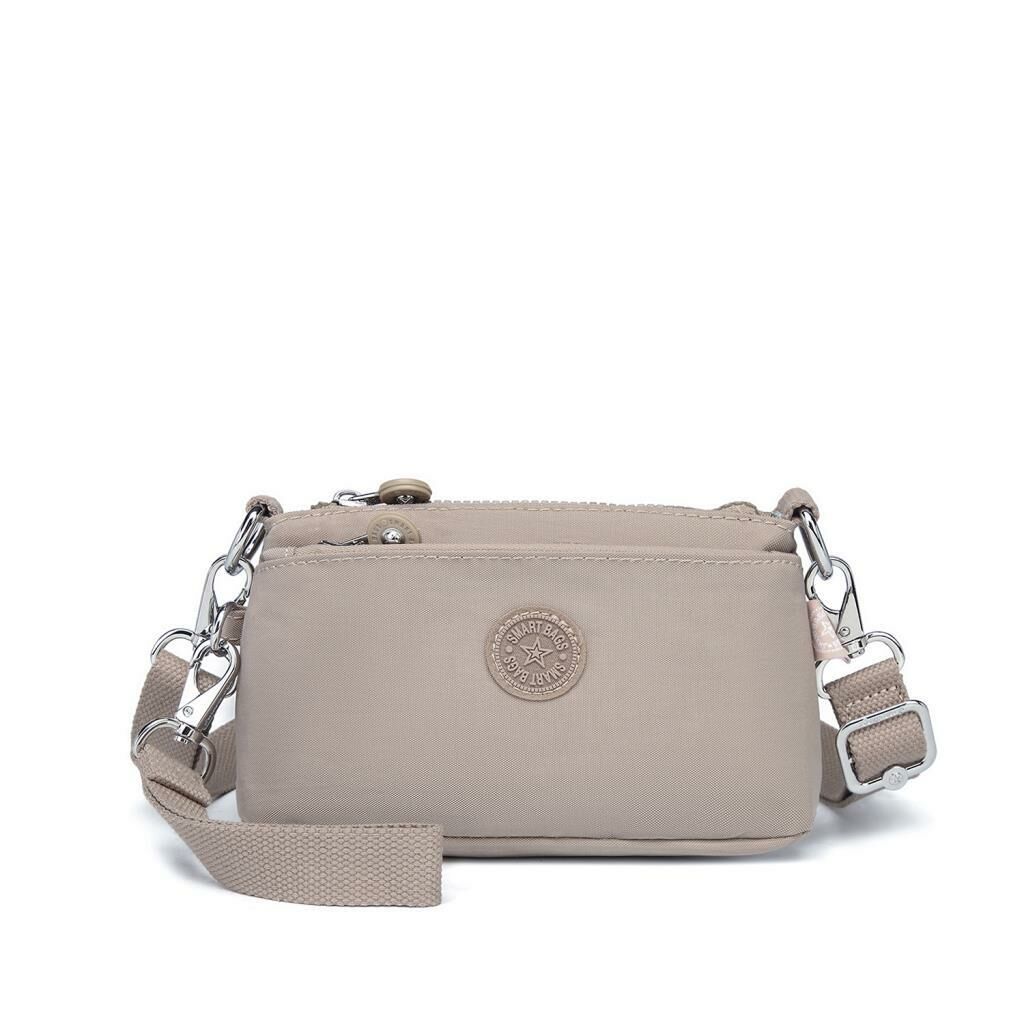 Minik Boy Krinkıl Kumaş Kadın Postacı Çantası Smart Bags 3268 A.Vizon