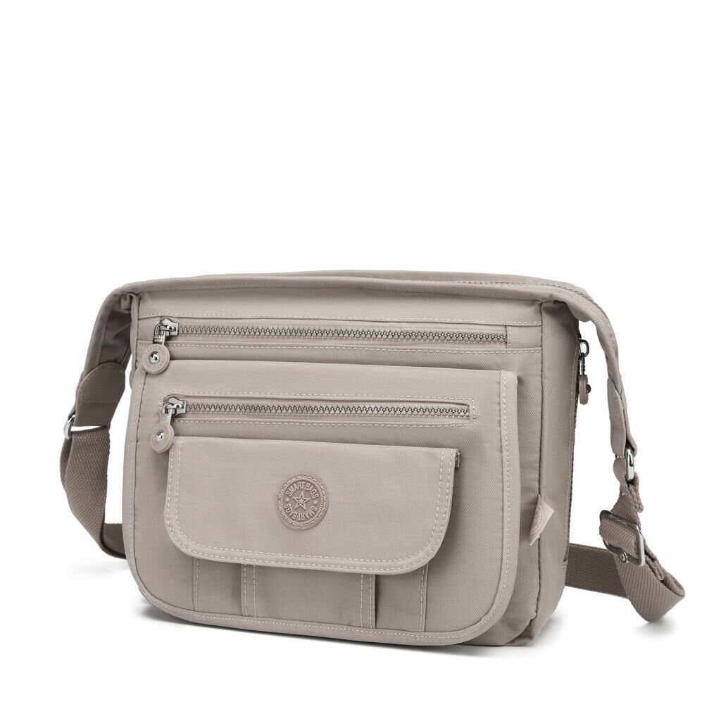 Krinkıl Kumaş Kadın Postacı Çantası Smart Bags 3005 A.Vizon