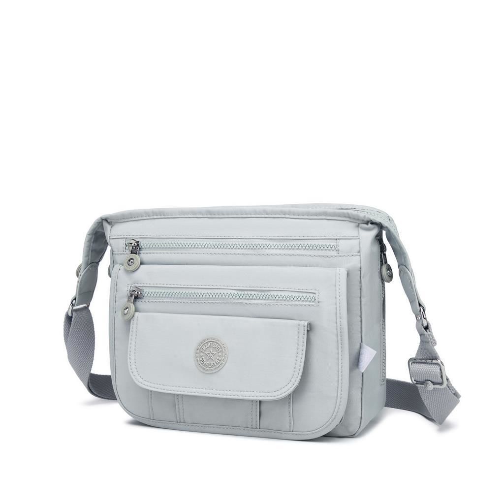 Krinkıl Kumaş Kadın Postacı Çantası Smart Bags 3005 Açık Gri