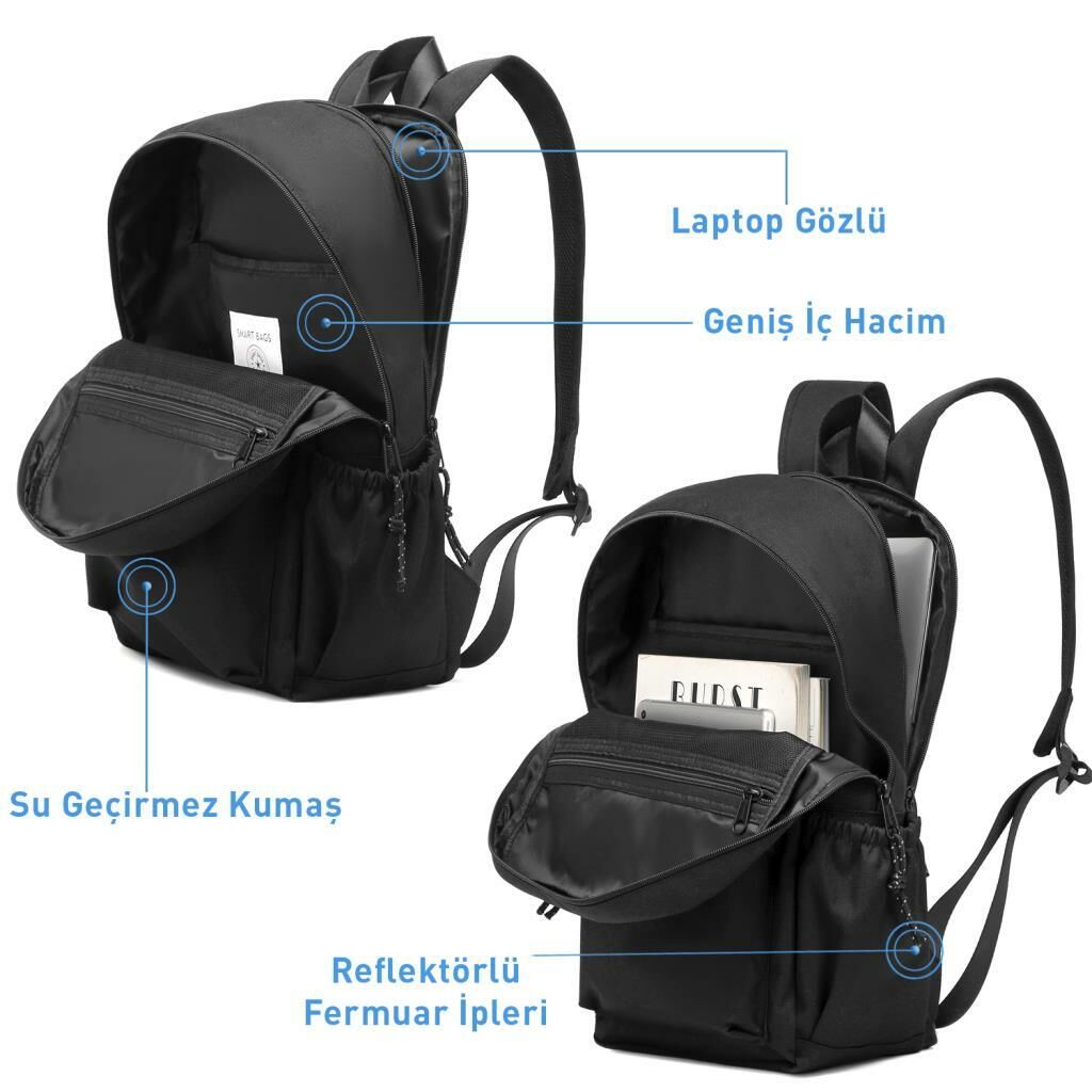 Smart Bags Sırt Çantası Okul Boyu Laptop Gözlü 3157 Camel