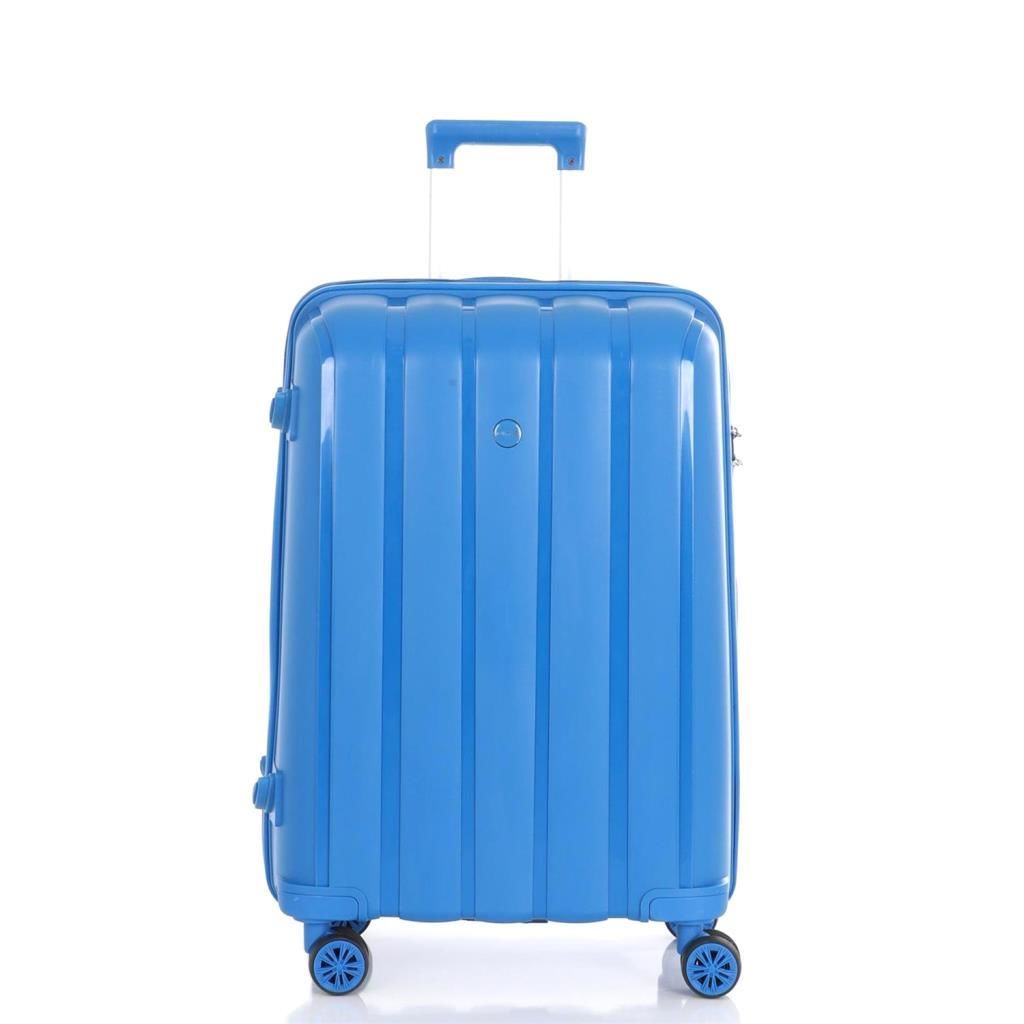 MÇS Bavul Orta ve Kabin 2li Set Kırılmaz Silikon Valiz V305 Saks Mavi