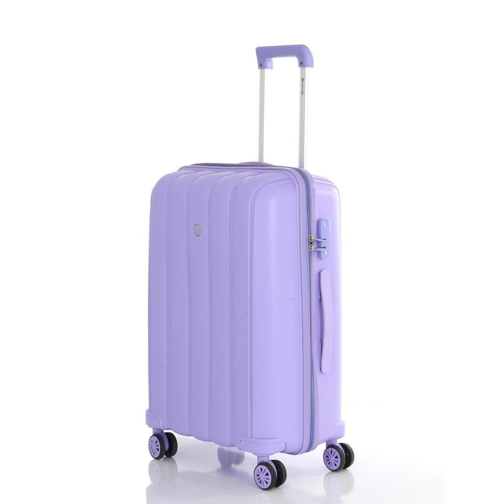 MÇS Bavul Orta ve Kabin 2li Set Kırılmaz Silikon Valiz V305 Lila