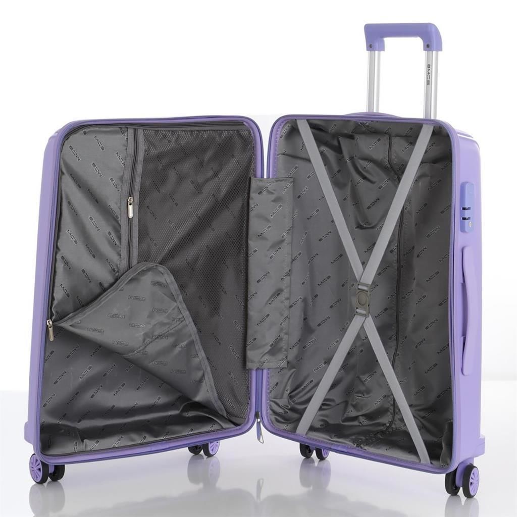 MÇS Bavul Orta ve Kabin 2li Set Kırılmaz Silikon Valiz V305 Lila