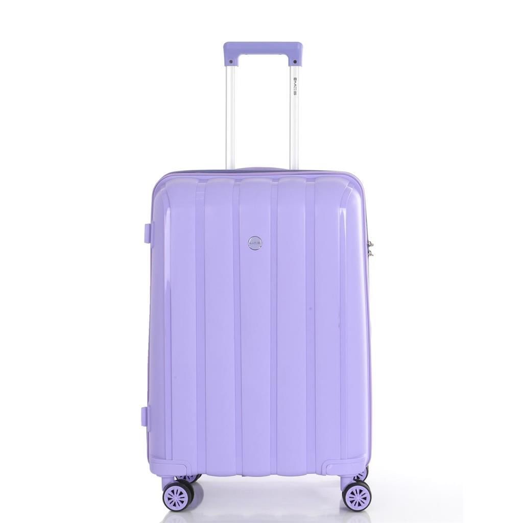 MÇS Bavul Orta ve Kabin 2li Set Kırılmaz Silikon Valiz V305 Lila