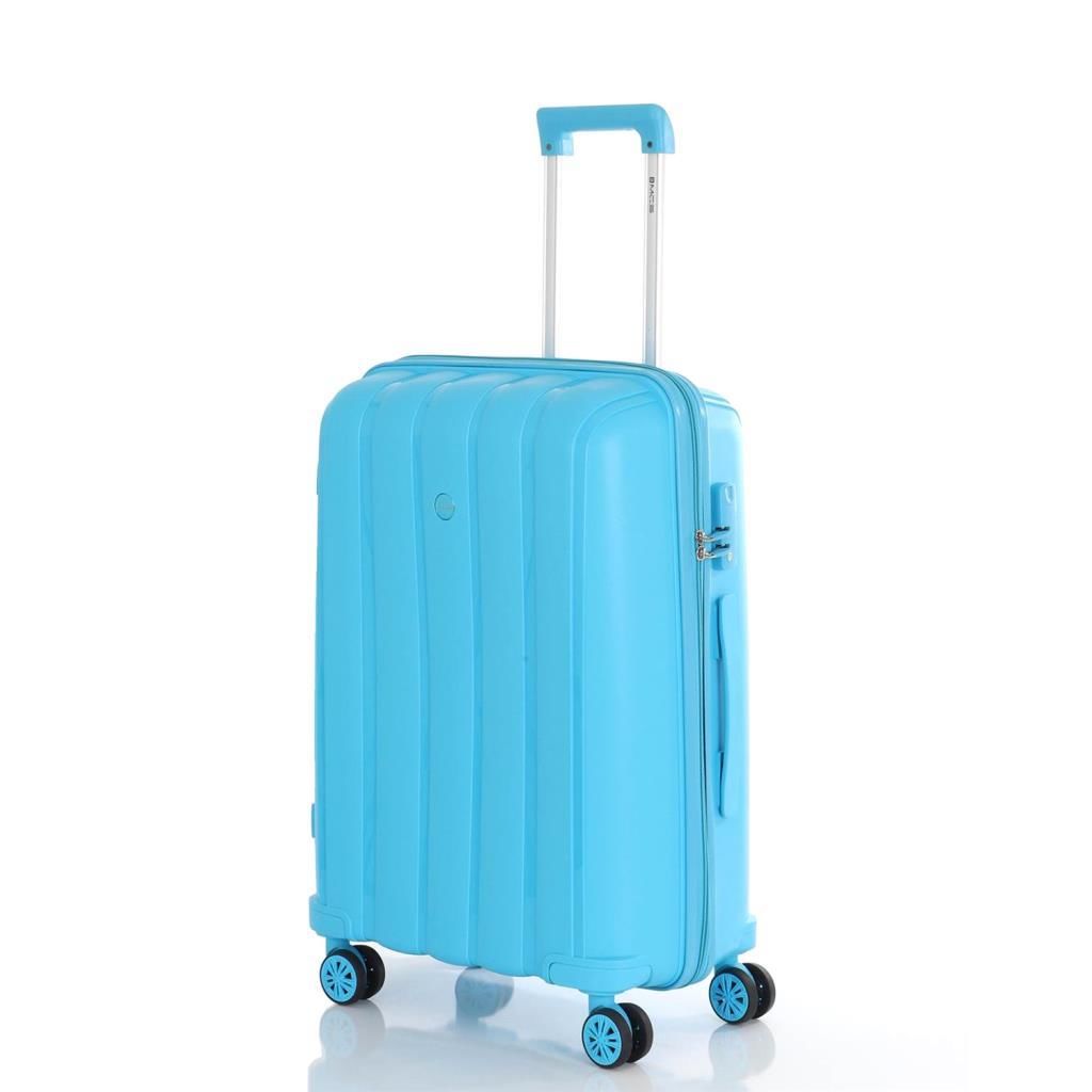 MÇS Bavul Orta ve Kabin 2li Set Kırılmaz Silikon Valiz V305 Açık Mavi