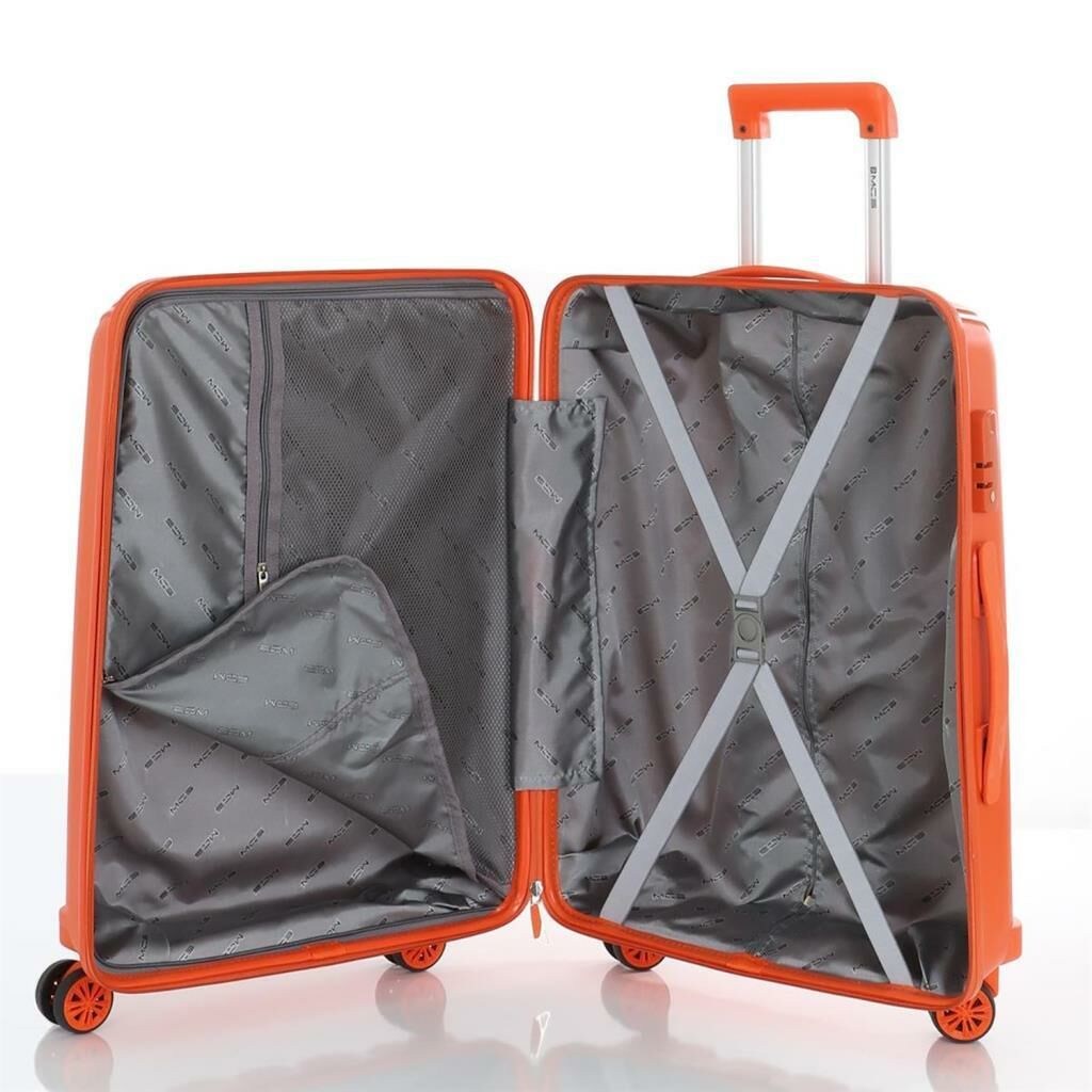MÇS Bavul Orta ve Kabin 2li Set Kırılmaz Silikon Valiz V305 Orange