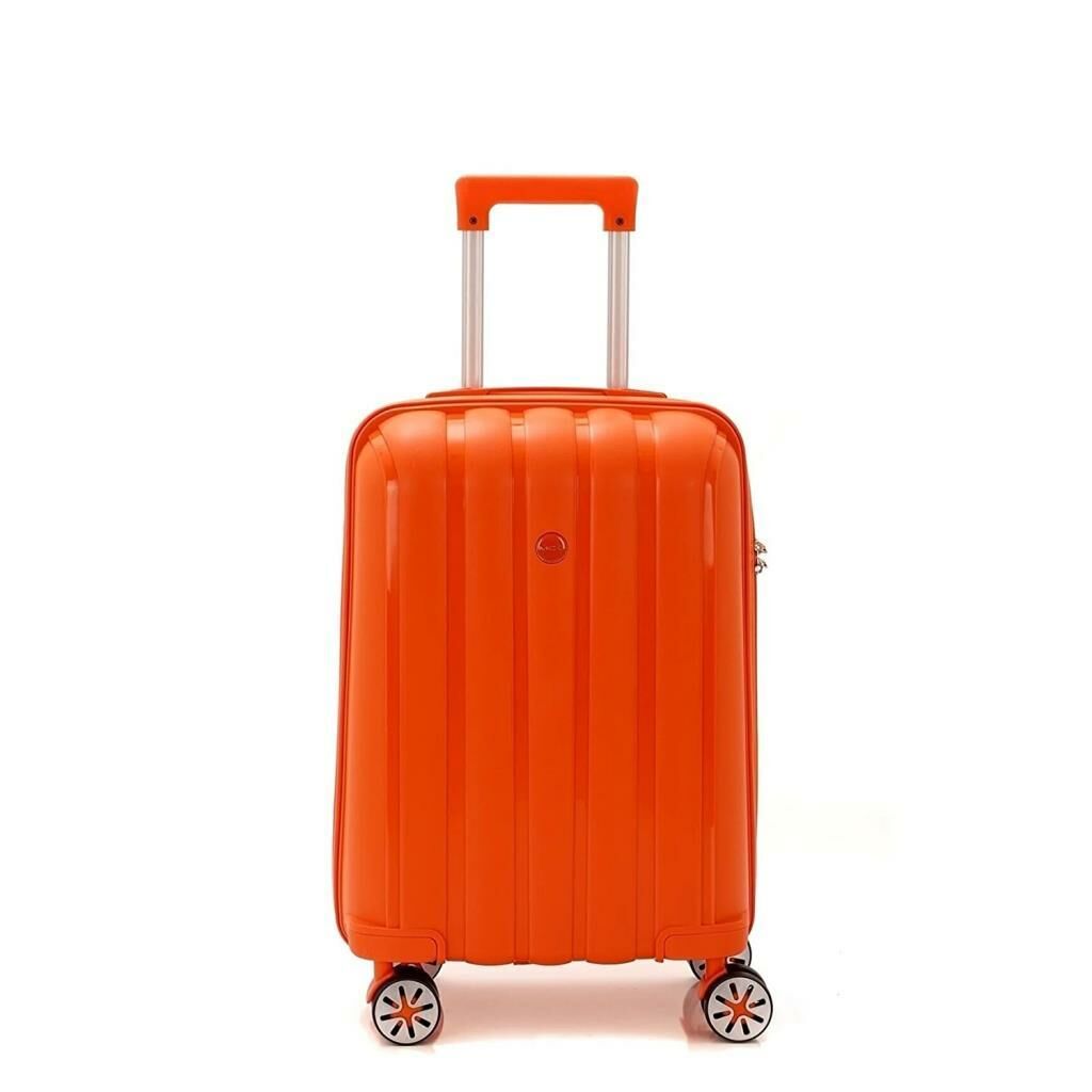 MÇS Bavul Orta ve Kabin 2li Set Kırılmaz Silikon Valiz V305 Orange