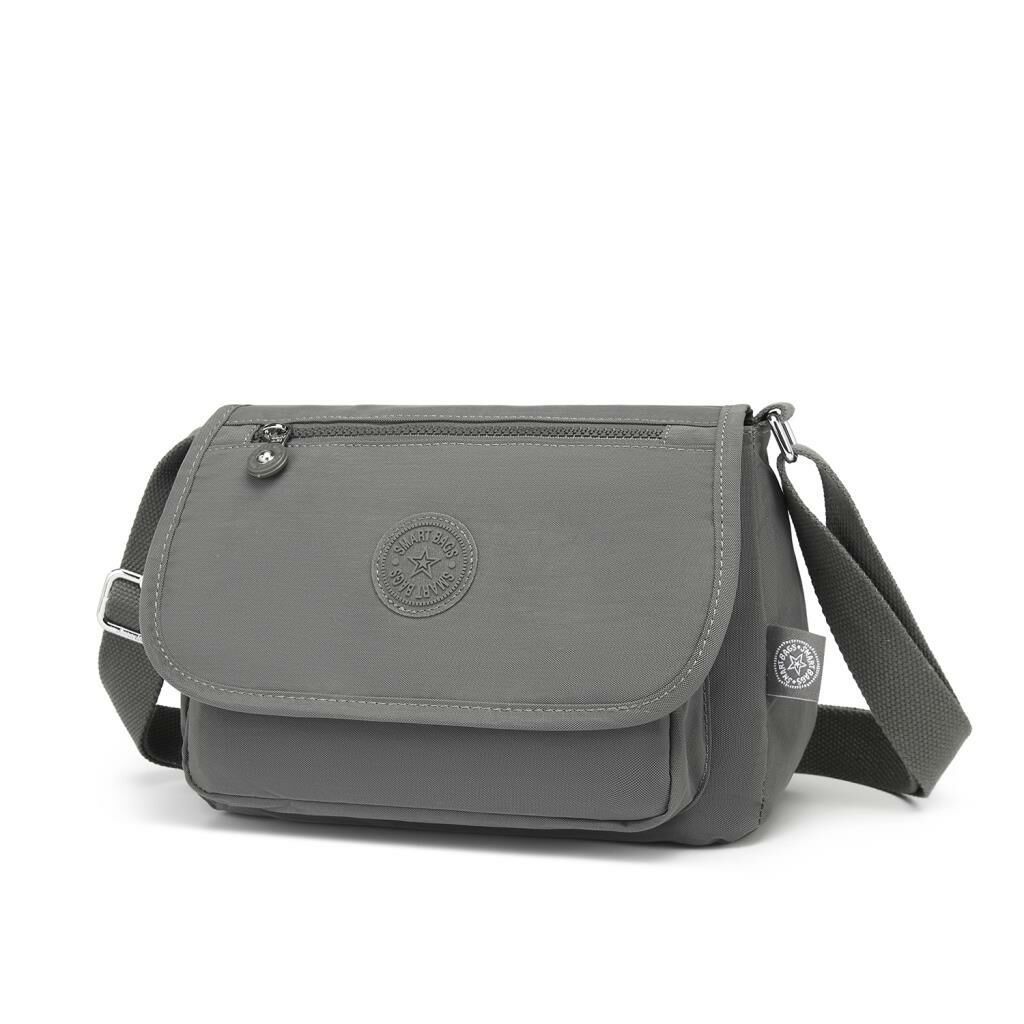 Krinkıl Kumaş Kadın Postacı Çantası Smart Bags 1148 Koyu Gri