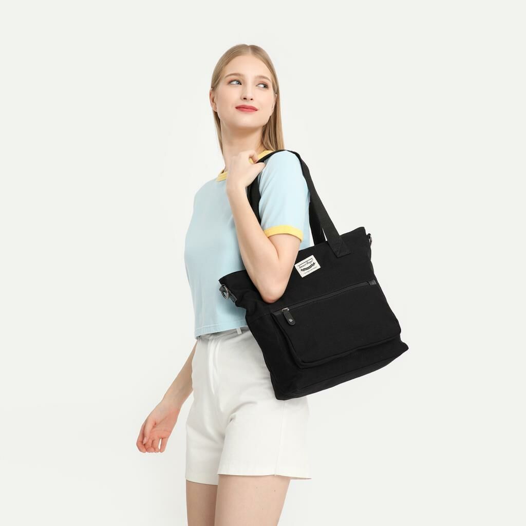 Smart Bags Exclusive Kanvas Kumaş Kadın Omuz Çantası 1308 01 Siyah