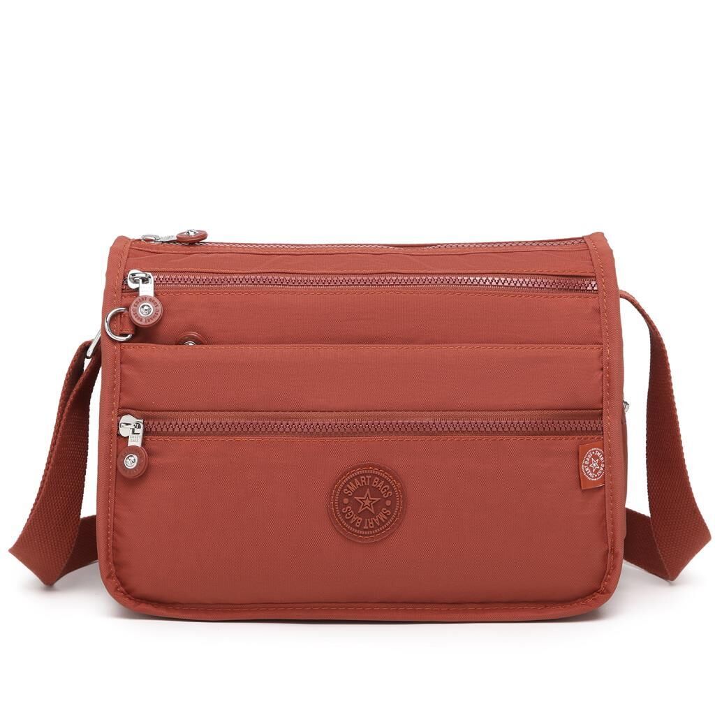 1128 Krinkıl Kumaş Bayan Postacı Omuz Çantası Smart Bags Kiremit