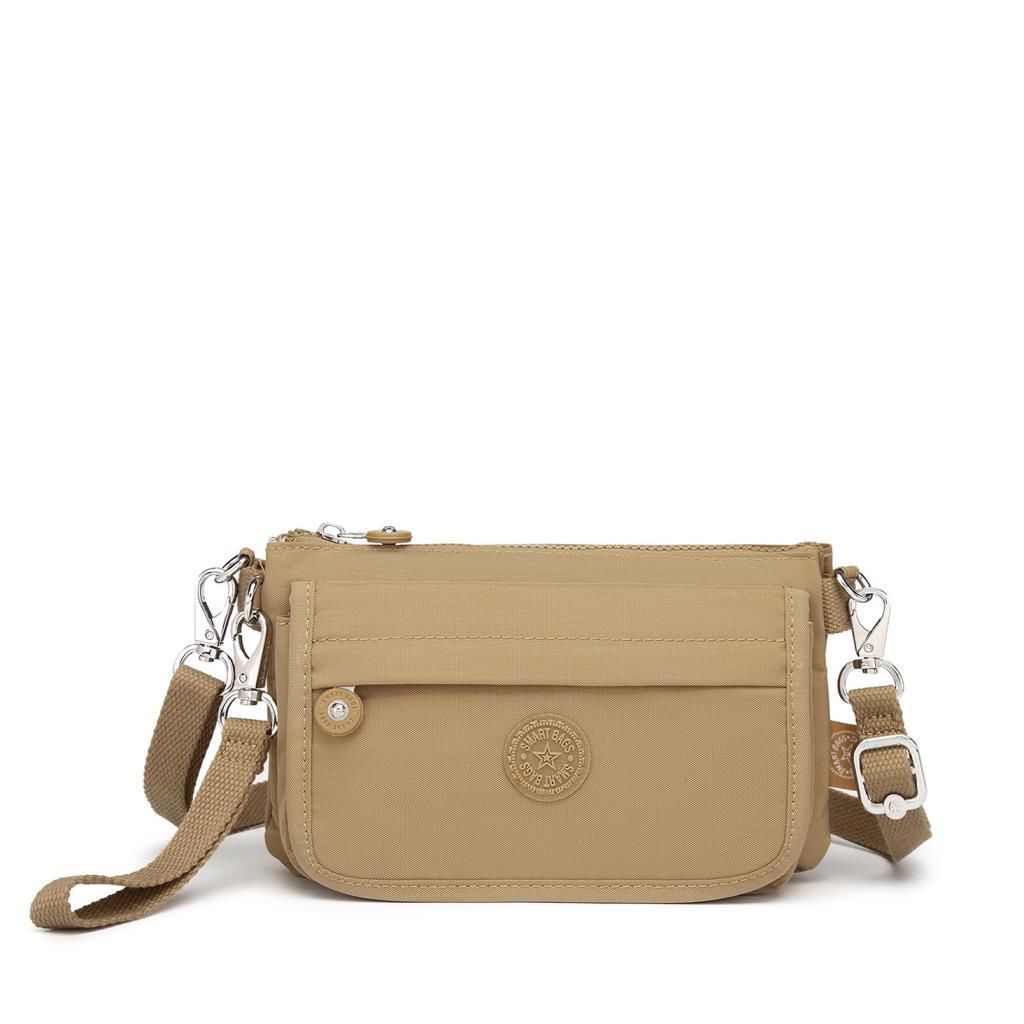 Minik Boy Krinkıl Kumaş Kadın Postacı Çantası Smart Bags 1191 Camel