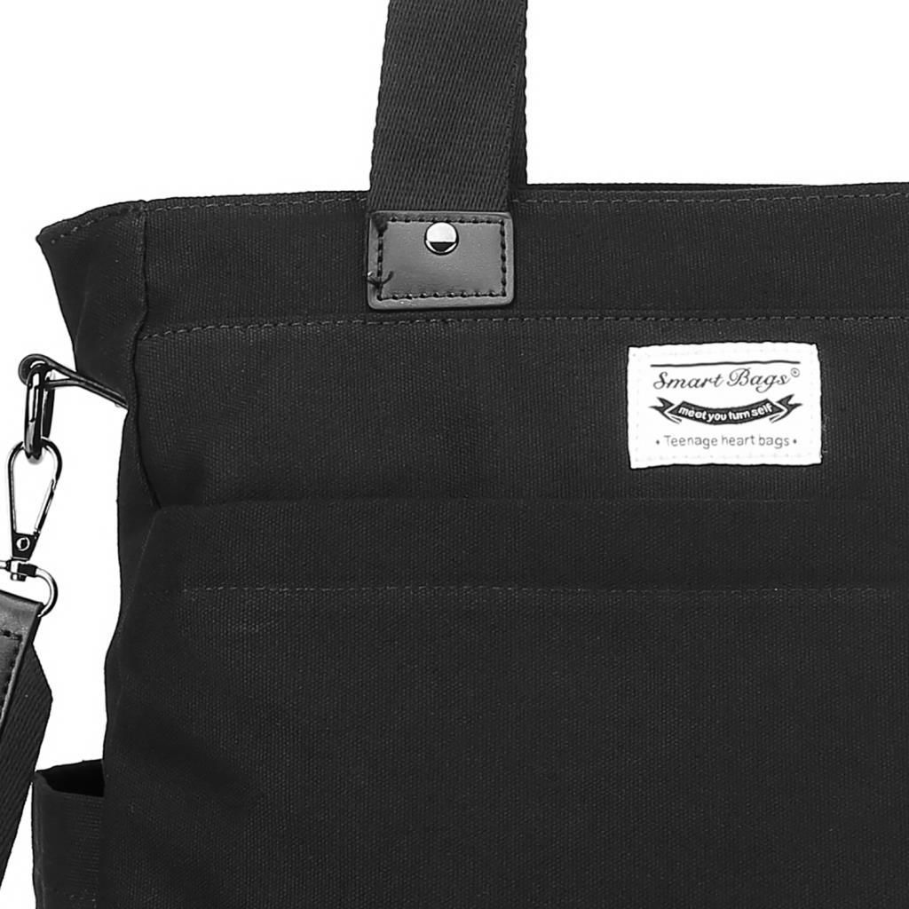 Smart Bags Exclusive Kanvas Kumaş Kadın Omuz Çantası 1309 01 Siyah