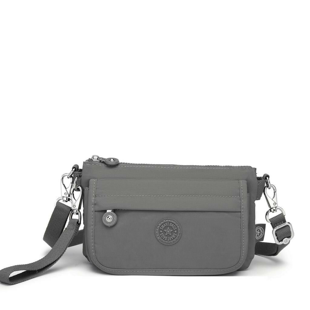 Minik Boy Krinkıl Kumaş Kadın Postacı Çantası Smart Bags 1191 Koyu Gri