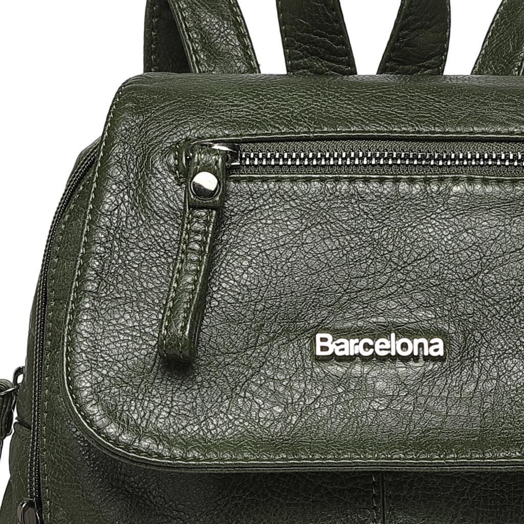 Yıkama Deri Orta Boy Kadın Sırt Çantası 21-K Barcelona 1675 K.Yeşil