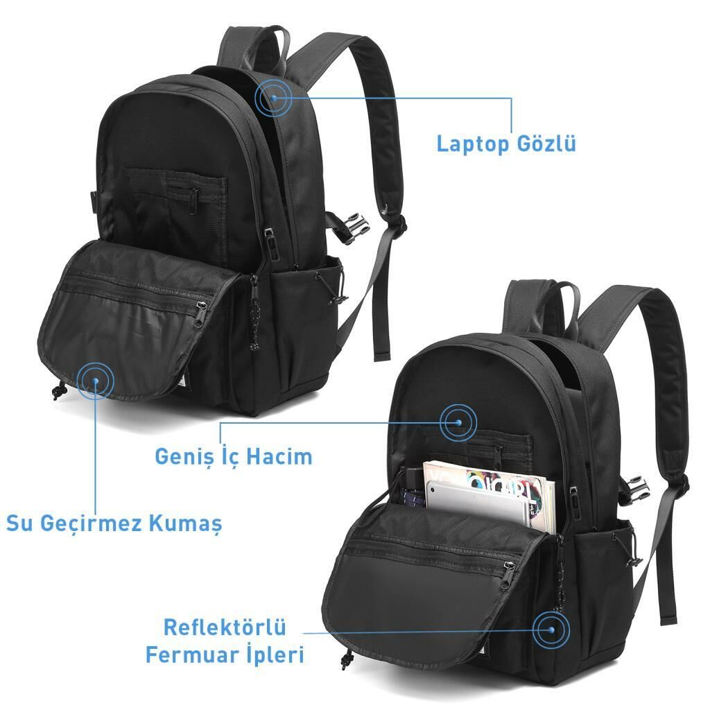 Smart Bags Sırt Çantası Okul Boyu Kalem Kutusu Hediyeli 3156 Koyu Gri