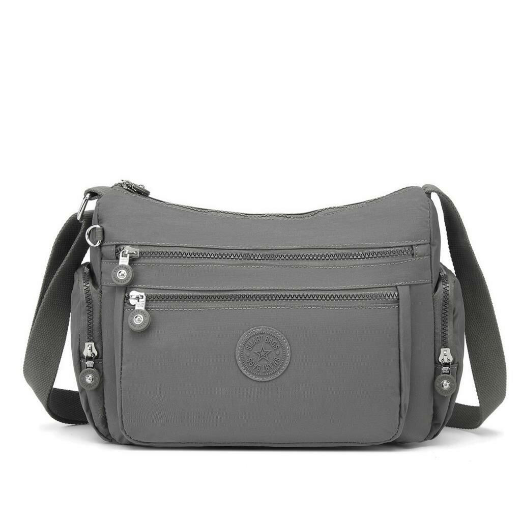 1115 Krinkıl Kumaş Bayan Omuz Çantası Smart Bags Koyu Gri