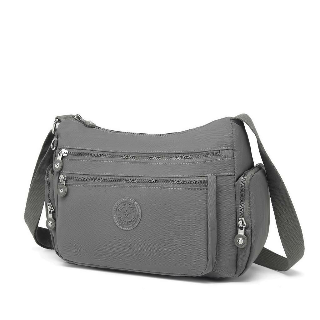 1115 Krinkıl Kumaş Bayan Omuz Çantası Smart Bags Koyu Gri