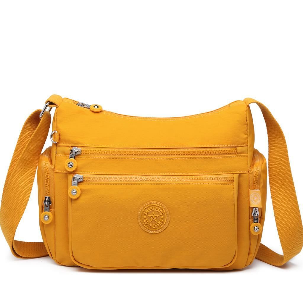 1115 Krinkıl Kumaş Bayan Omuz Çantası Smart Bags Hardal