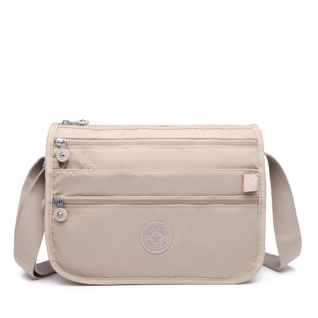 1128 Krinkıl Kumaş Bayan Postacı Omuz Çantası Smart Bags Bej