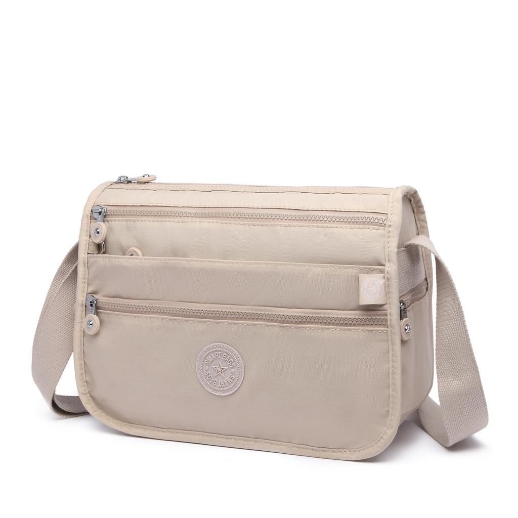 1128 Krinkıl Kumaş Bayan Postacı Omuz Çantası Smart Bags Bej