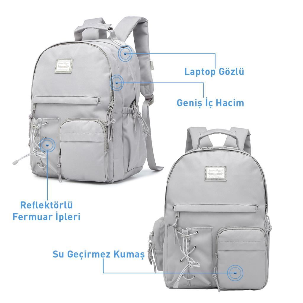 Smart Bags Sırt Çantası Okul Boyu Laptop Gözlü 3205 Bordo