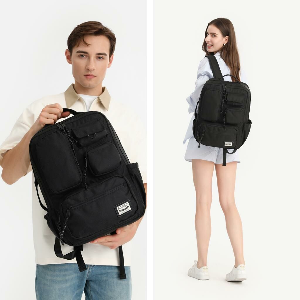 Smart Bags Sırt Çantası Okul Boyu Laptop Gözlü 3210 01 Siyah