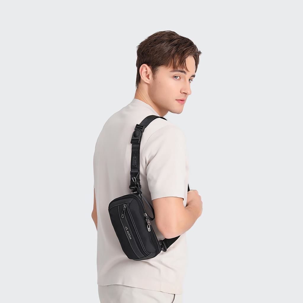 C-Active Erkek Askılı Bodybag Bel Çantası Oxford Kumaş 8739 Gri